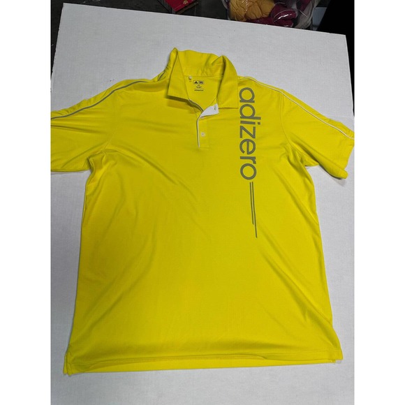 Adidas Golf Adizero Polo Shirt Mens XXL yellow Performance Short Sleeve - Picture 1 of 8